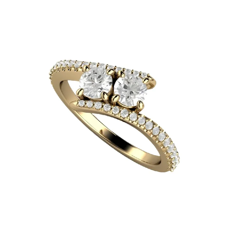 Two Stone Diamond Engagement Ring Toi et Moi Bypass