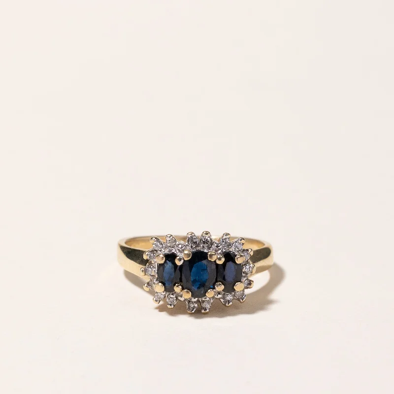 10k Yellow Gold Blue Sapphire & Diamond Ring | 1.06ctw, 0.12ctw | SZ 7.75