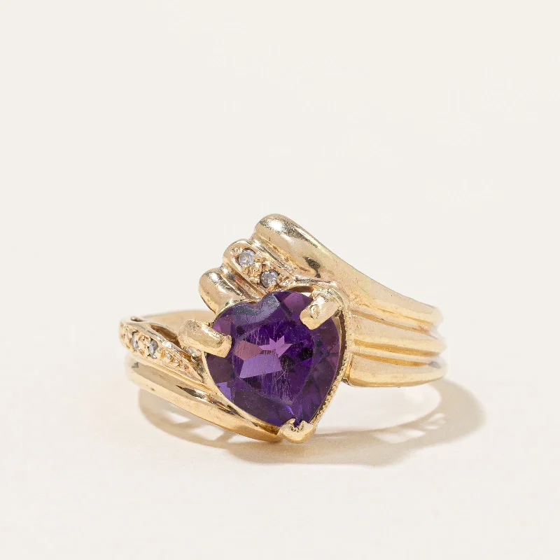 Heart Cut Amethyst & Sapphire Ring | 0.92ct, 0.01ctw | SZ 5.25 |