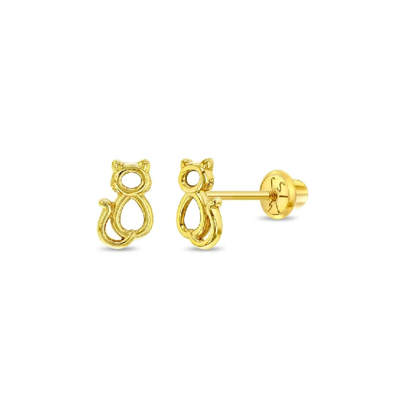 Kitty Cat Outline Little Girl's Stud Earring