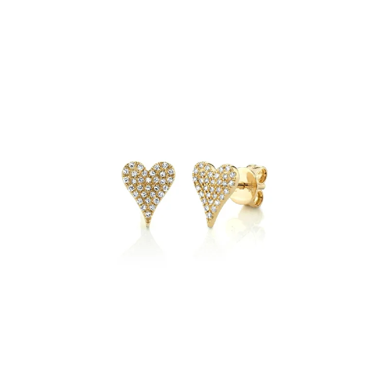 Shy Creation Diamond Pave Heart Stud Earrings