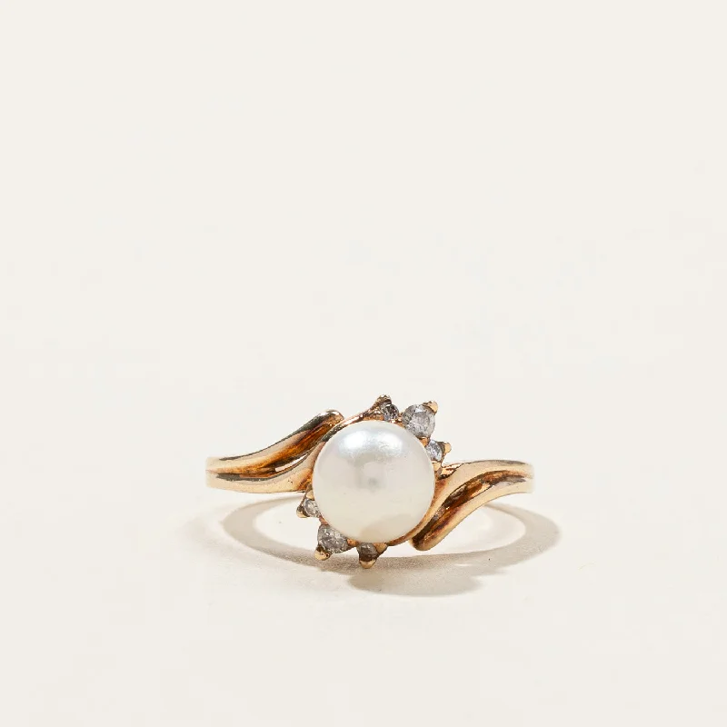 Bypass Pearl & Diamond Ring | 0.06ctw | SZ 4 |