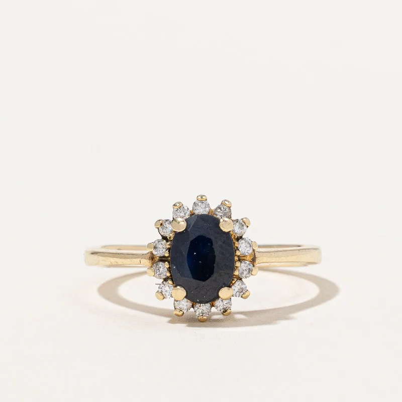 Sapphire & Diamond Halo Ring | 0.75ct, 0.07ctw | SZ 6.25 |