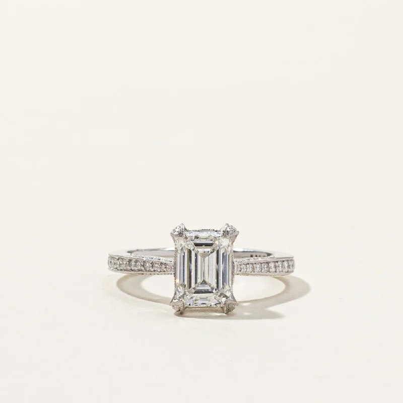 Tacori' GIA Certified Emerald Cut Diamond Engagement Ring | 1.70ct SI2 F, 0.46ctw | SZ 5.5 |