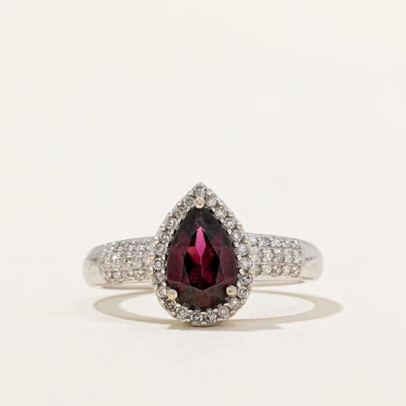 Garnet & Diamond Halo Ring | 1.70ct, 0.53ctw | SZ 7.75 |