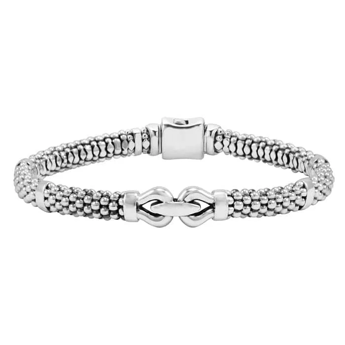 LAGOS Derby Caviar Buckle Bracelet in Sterling Silver - Size Medium (7)