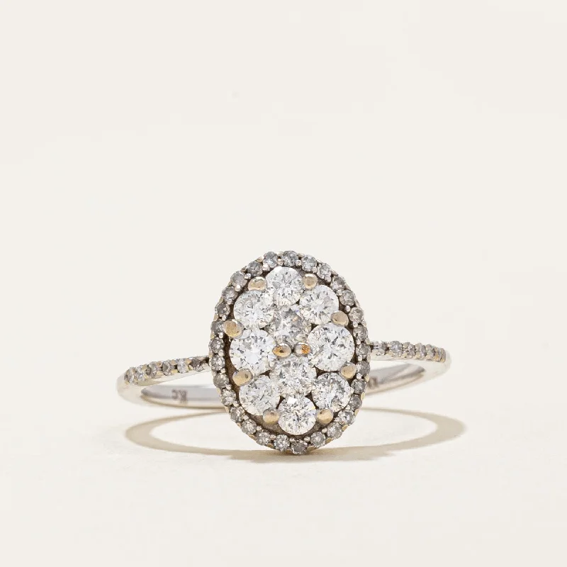 Diamond Oval Setting Cluster Ring | 0.52ctw | SZ 4 |