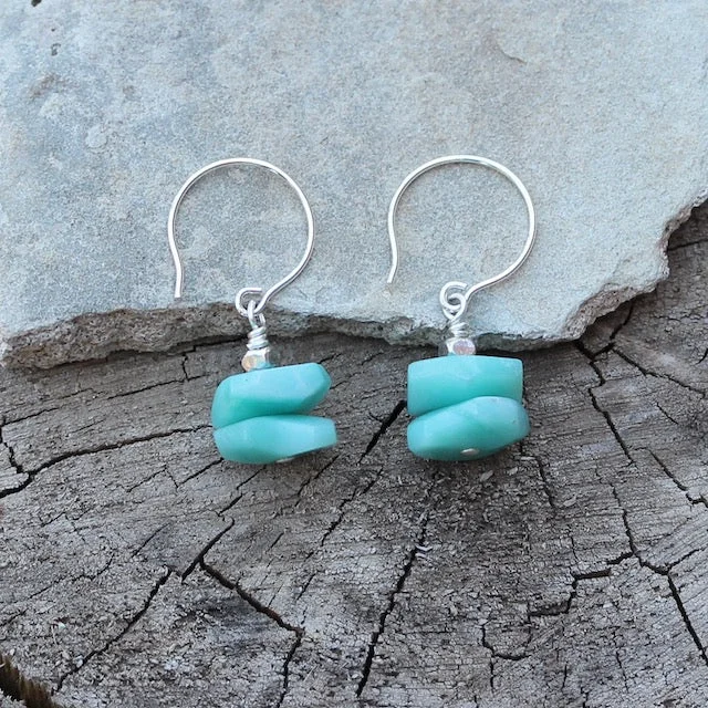 Amazonite stack earrings on sterling ear wires