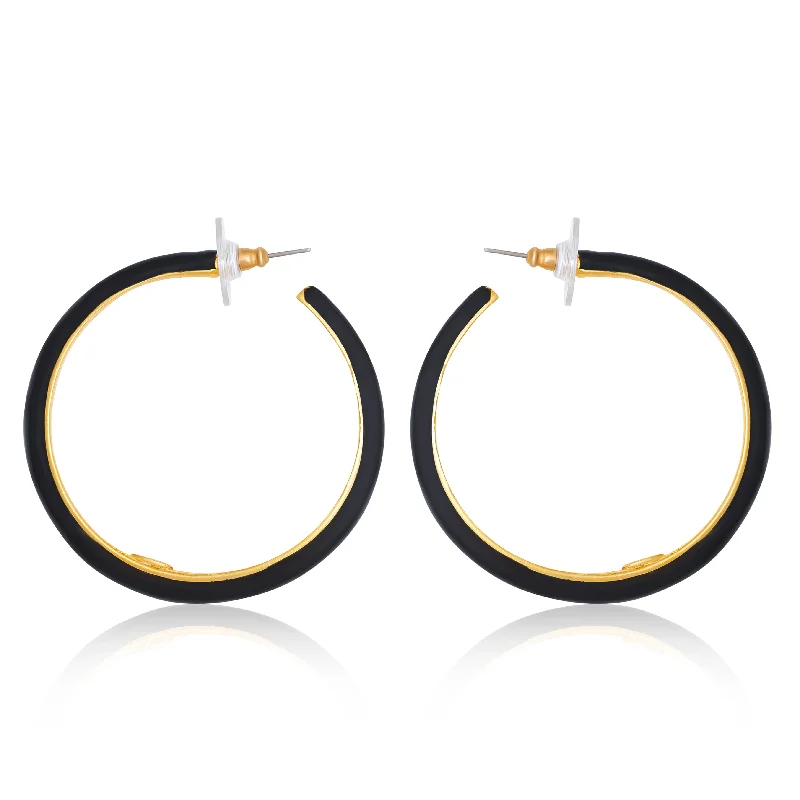 Black and Gold Hoop Earrings