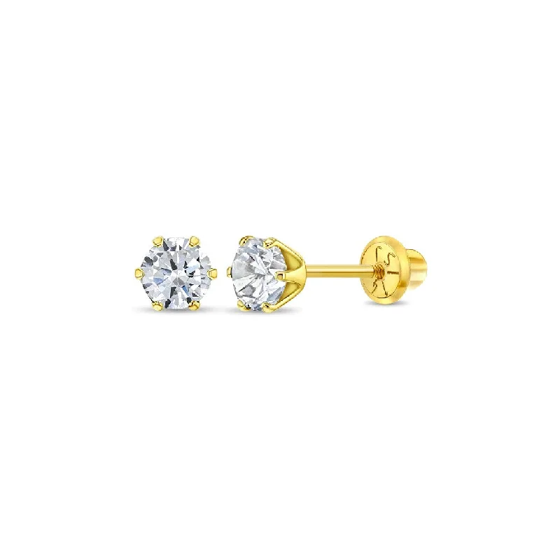 Cubic Zirconia Prong Set Little Girl's Stud Earring