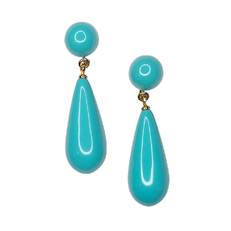 Turquoise Teardrop Pierced or Clip Earrings