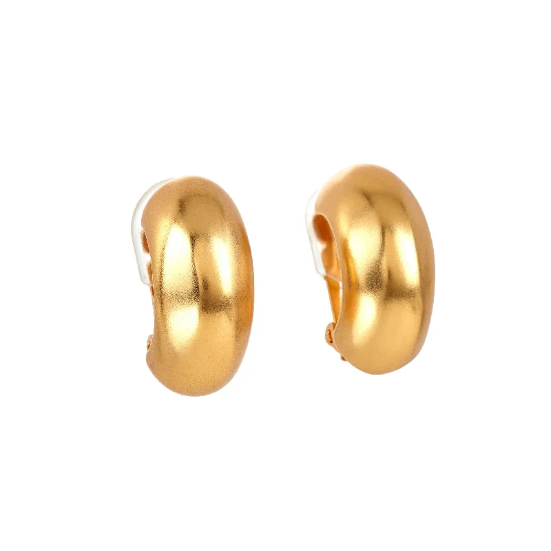 Satin Gold Clip Hoop Earrings