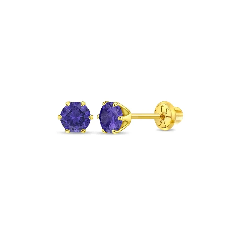 Amethyst Prong Set Little Girl's Stud Earring