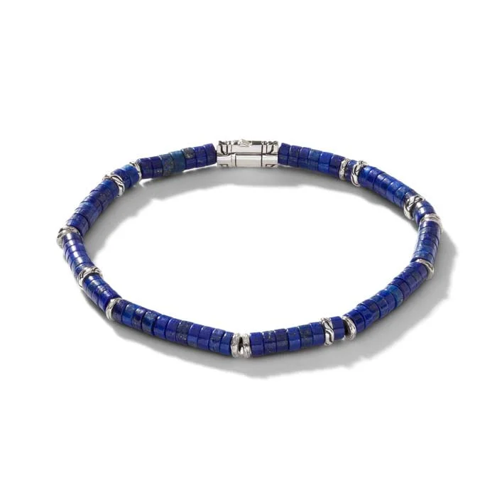 John Hardy Classic Chain Heishi Lapis Lazuli Bracelet in Sterling Silver