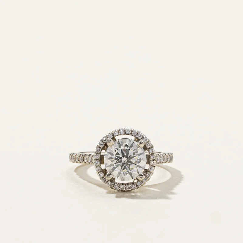 Halo Diamond Engagement Ring | 1.40ct SI1 J, 0.22ctw | SZ 4 |