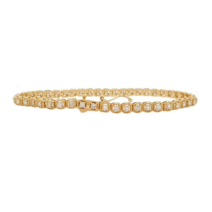 Mountz Collection 1.0CTW Diamond Straightline Bracelet in 14K Yellow Gold