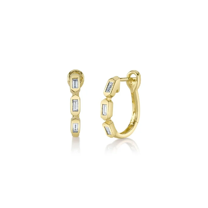 Shy Creation Baguette Diamond Oval Hoops