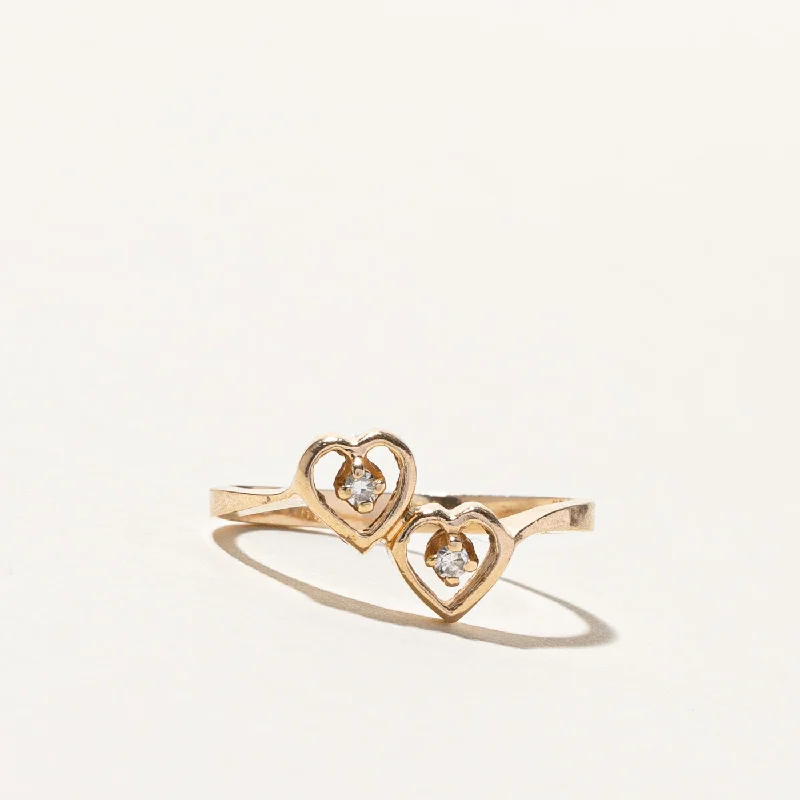 Bypass Double Heart Diamond Ring | 0.03ctw | SZ 6 |