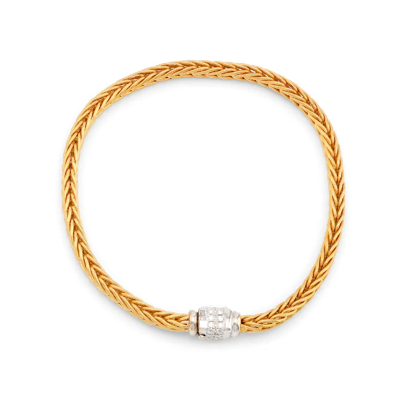 La Pepita Italy diamond 18k matte gold wheat weave bracelet