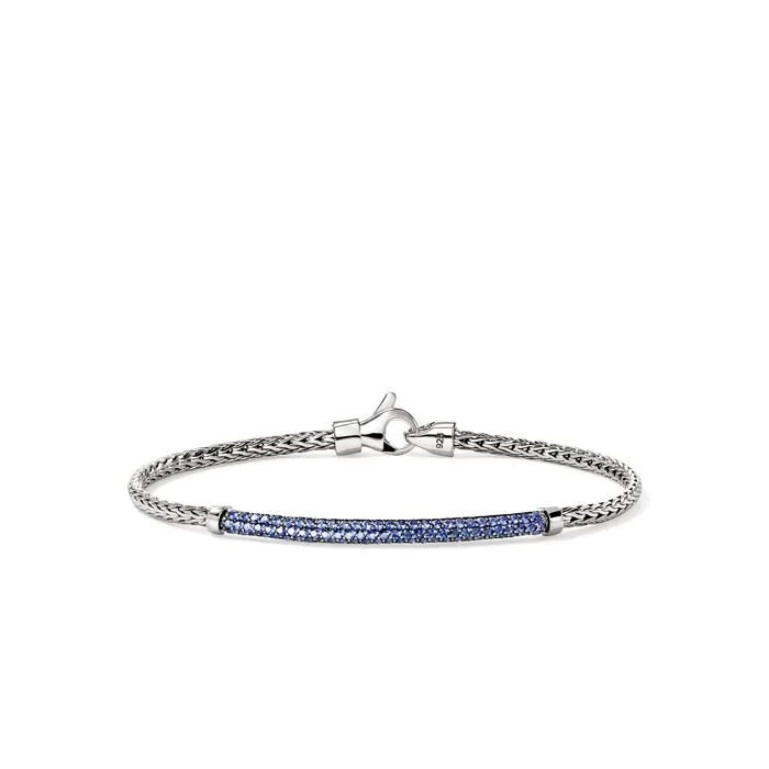 John Hardy Essential Pavé Blue Sapphire Bracelet in Sterling Silver