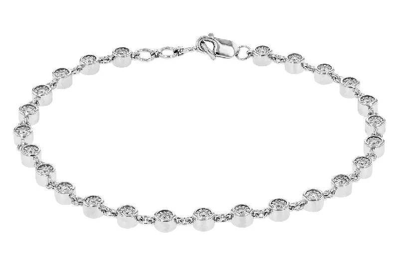 14 Karat White Gold Rhodium Plated Double-Side Bezel Bracelet