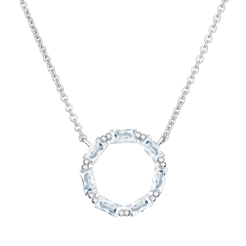 Cable Style Cubic Zirconia Necklace - Sterling Silver