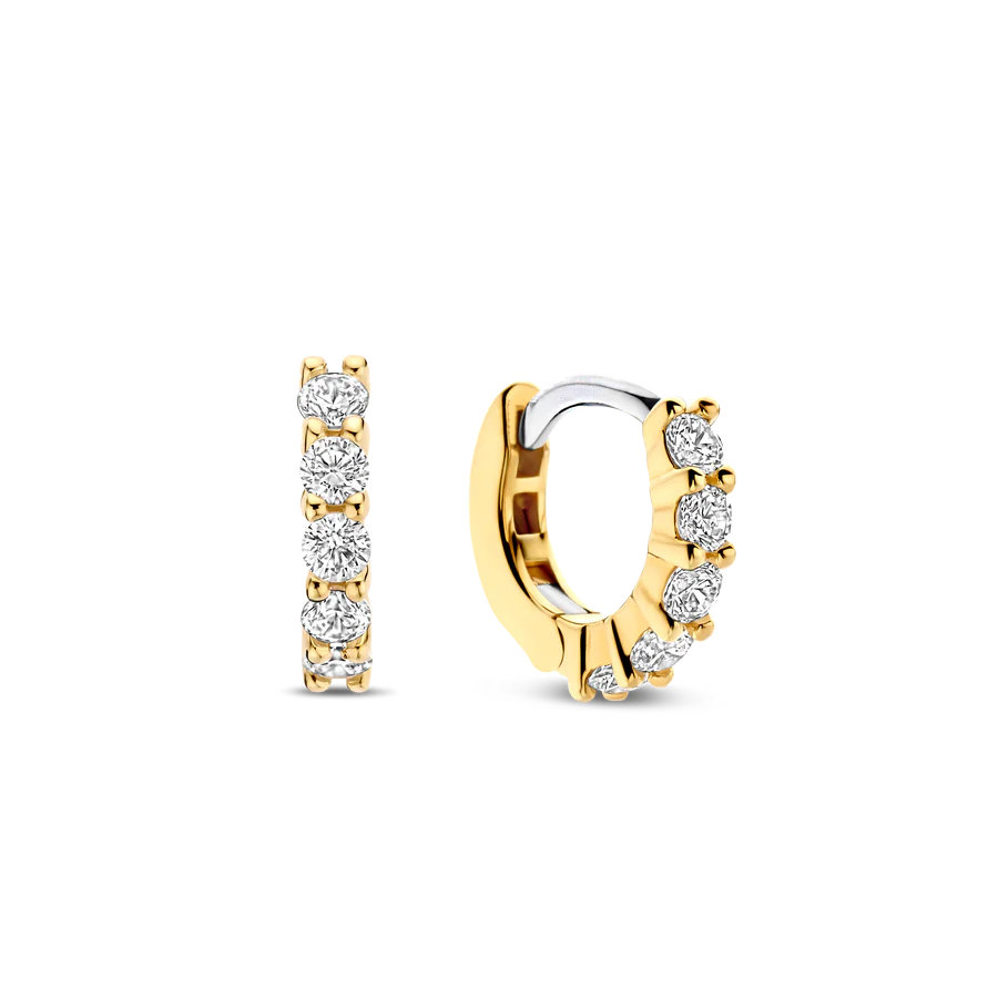 Ti Sento Milano 10mm Zirconia Gold Huggie Hoops