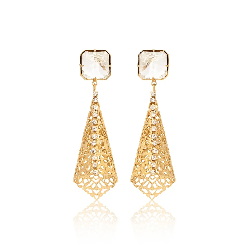 Crystal Filigree Pierced Earrings