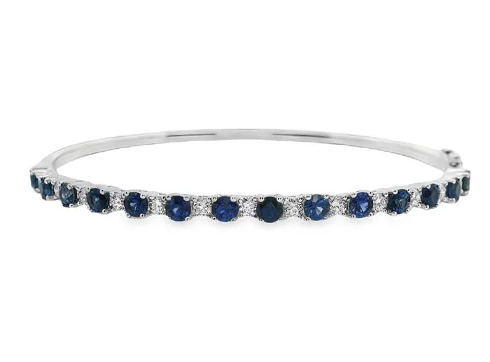 Mountz Collection Sapphire and Diamond Bangle Bracelet in 14K White Gold