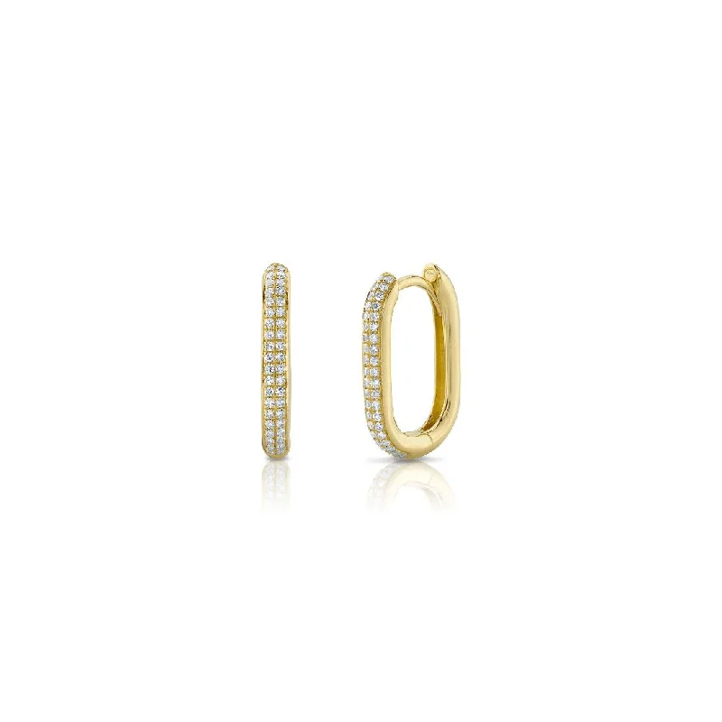 Shy Creation Diamond Oblong Hoops