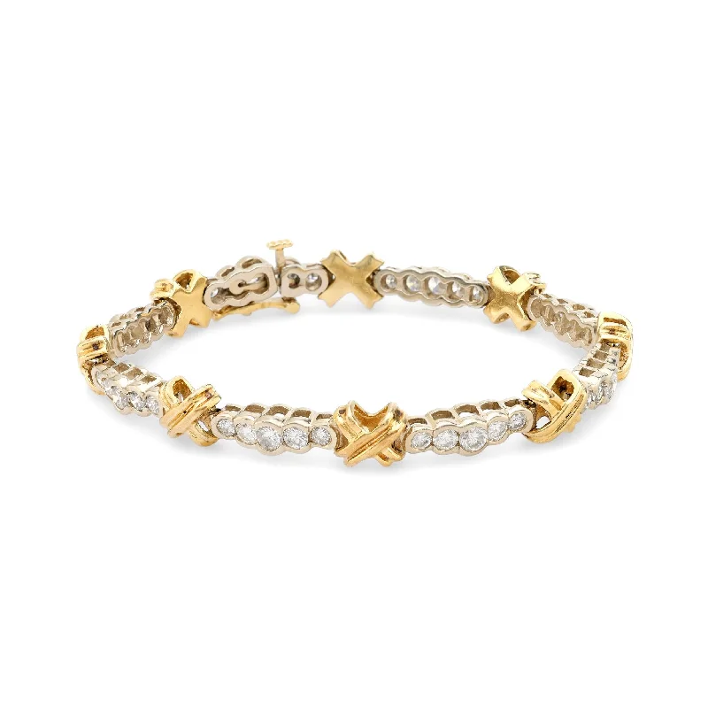 Vintage 3.70 carat total weight diamond 14k gold bracelet