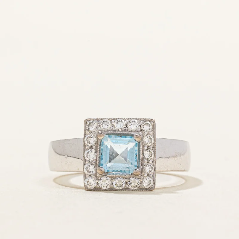 Blue Topaz & Diamond Cocktail Ring | 0.75ct, 0.32ctw | SZ 7.5 |