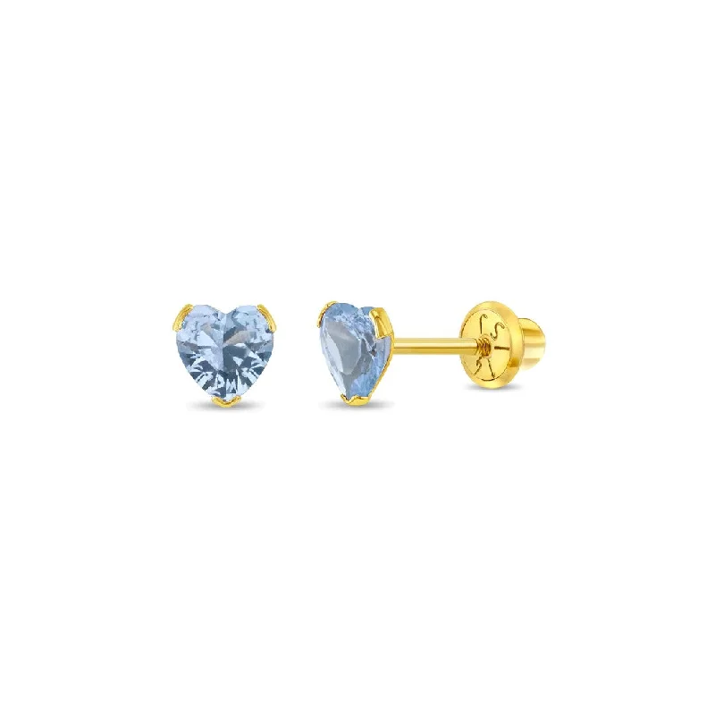 Blue Topaz Heart Little Girl's Stud Earring