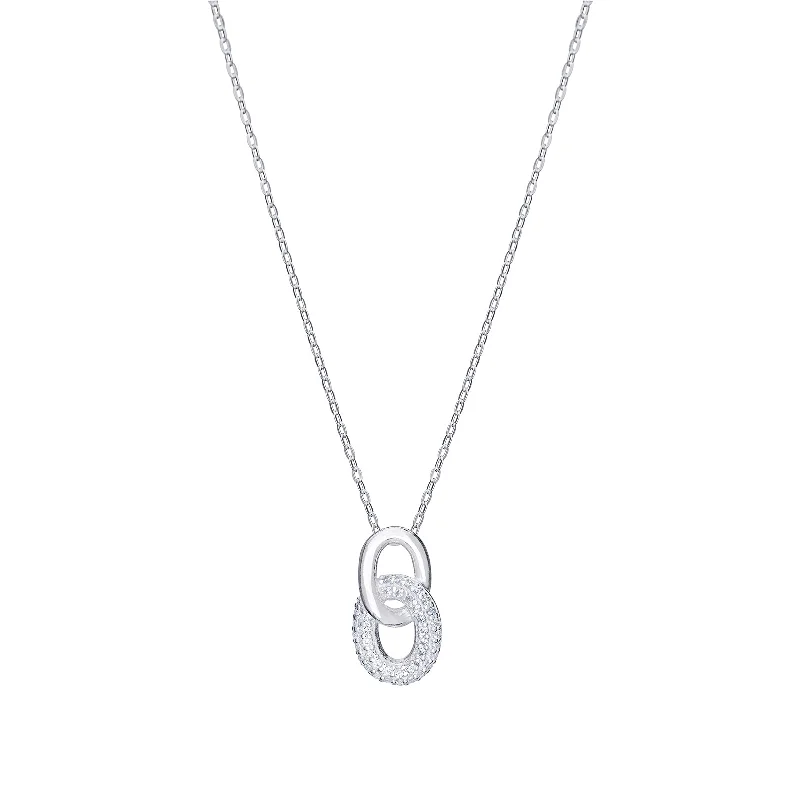 CZ Drop Pendant Necklace - Sterling Silver