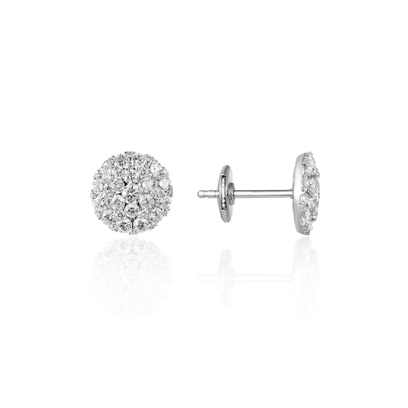 Cluster Diamond Studs in White Gold