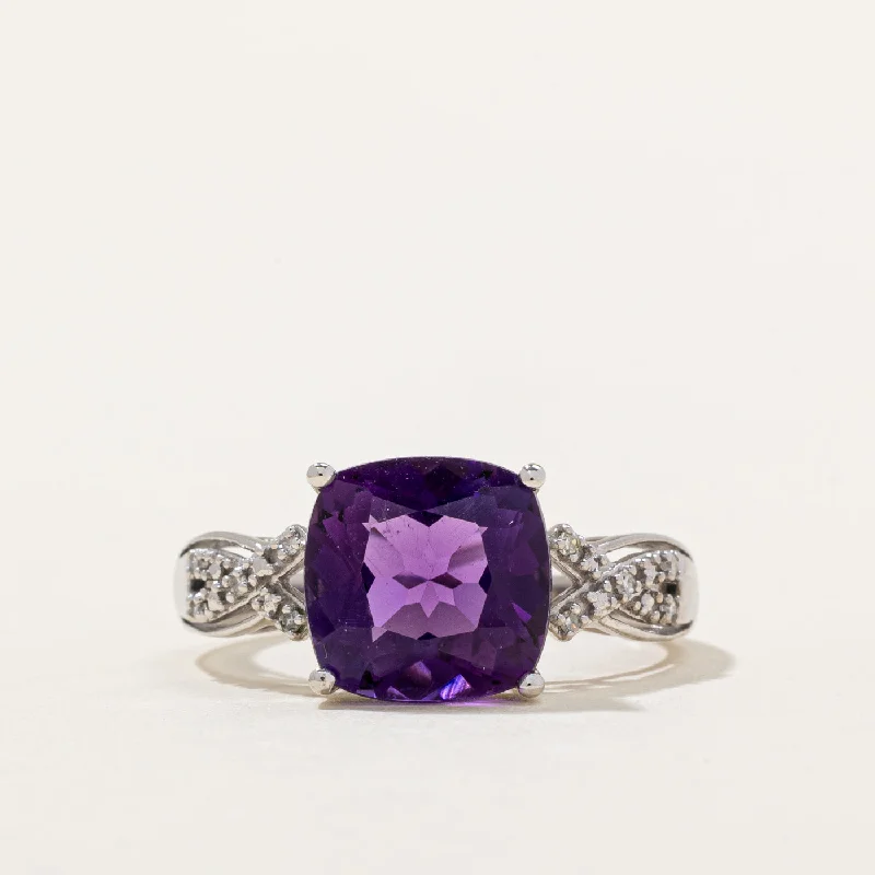 Amethyst & Diamond Cocktail Ring | 3.80ct, 0.04ctw | SZ 8.75 |