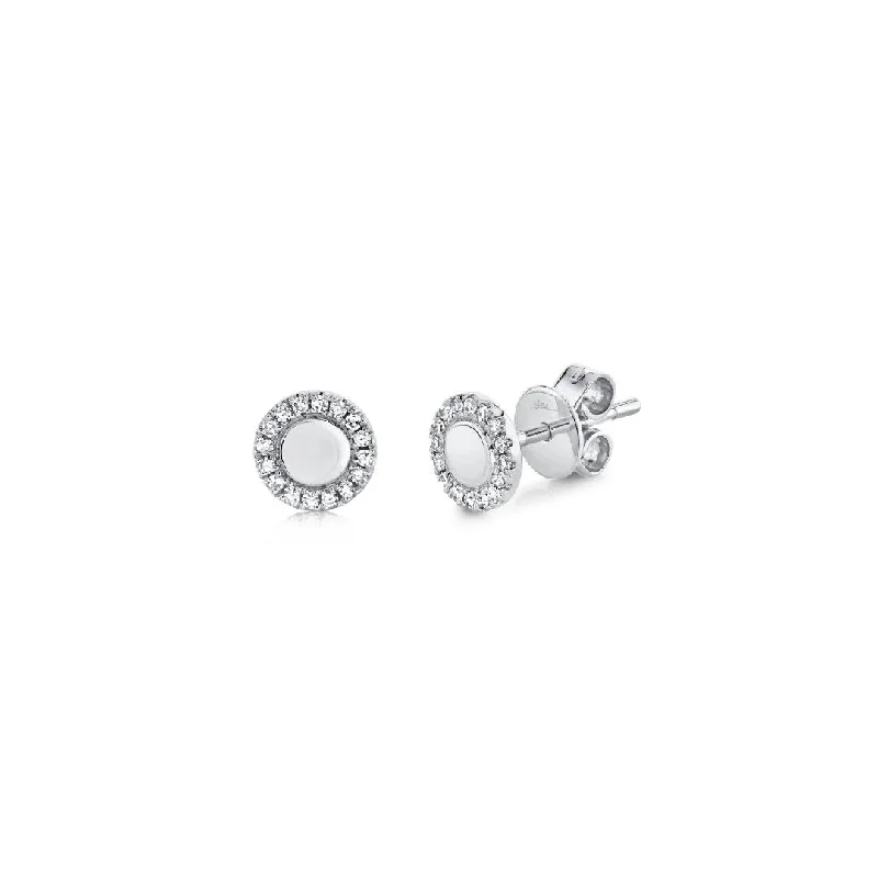 Shy Creation Diamond Halo Disc Studs