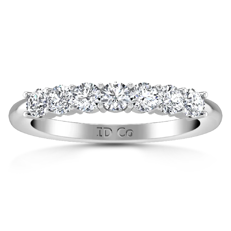 Seven Stone Diamond Wedding Band Camden 0.21 Cts 14K White Gold