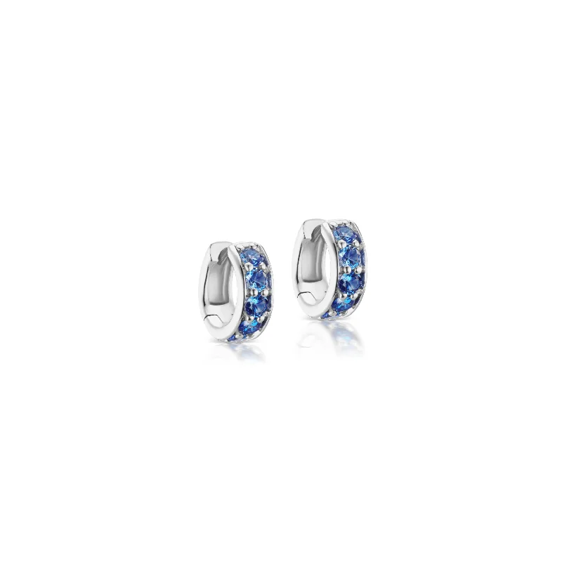 Jane Taylor Chubby Huggie Hoop Earring with Blue Sapphires