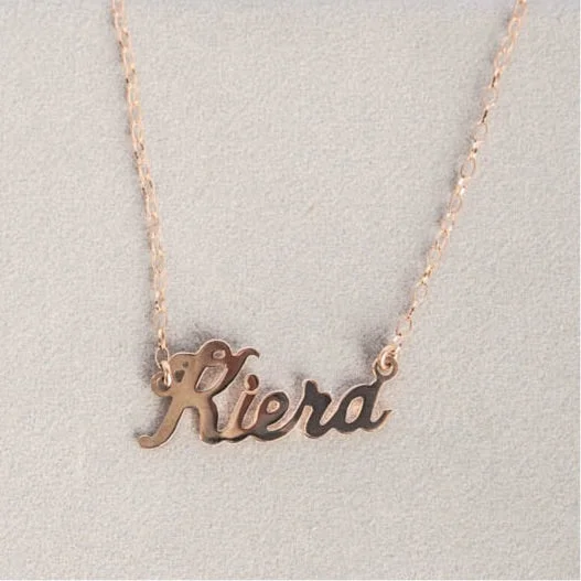 Personalised Name Necklace (Light Chain) - 9ct Rose Gold