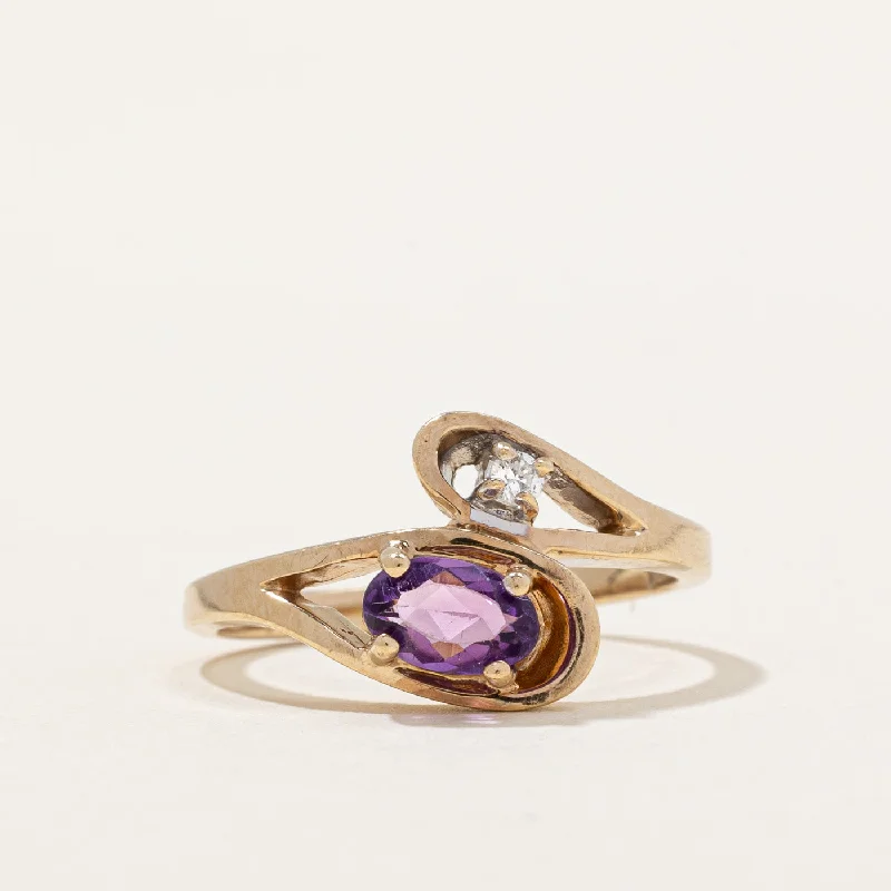 Amethyst & Diamond Bypass Ring | 0.35ct, 0.03ct | SZ 6 |