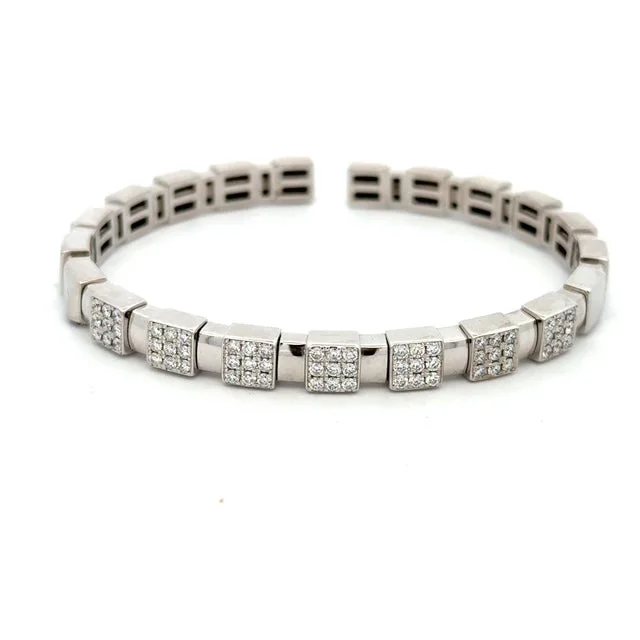 14 Karat White Gold Diamond Cuff Bracelet