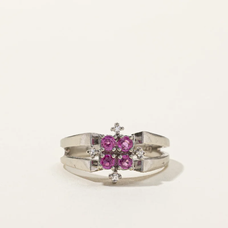 Cluster Set Pink Sapphire & Diamond Ring | 0.40ctw | 0.06ctw | SZ 9 |