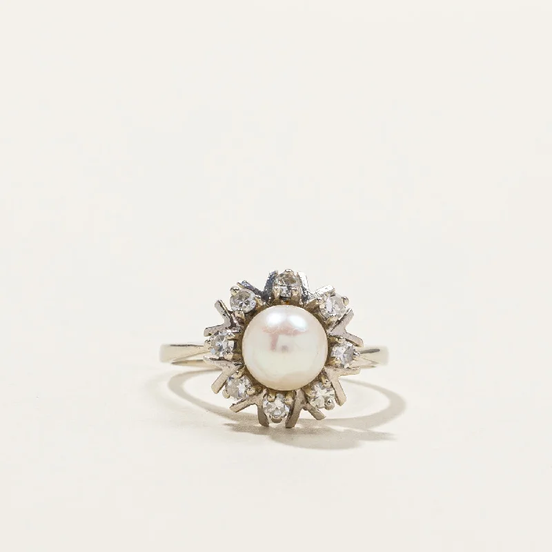 Pearl & Diamond Cocktail Ring | 0.32ctw | SZ 6.5 |