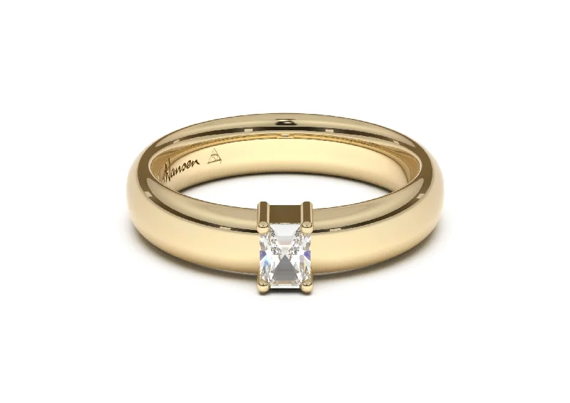 Emerald Cut Classic Engagement Ring, Yellow Gold