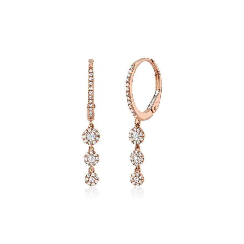 Shy Creation Triple Diamond Circles Drop Earrings