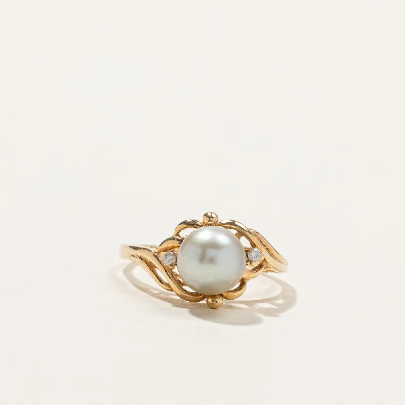 Pearl & Diamond Ring | 0.01ctw | SZ 4.5 |