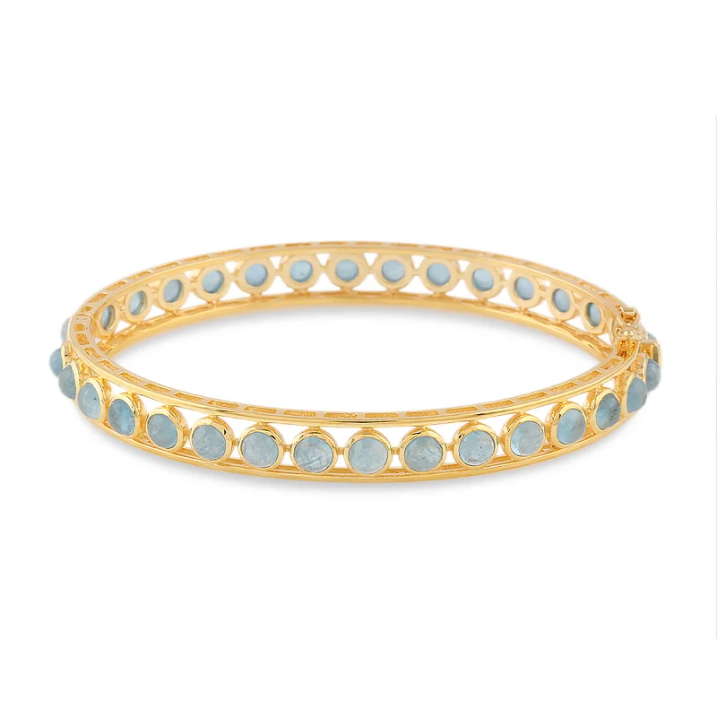 Gemstone Round Bangle In 18K Yellow Gold