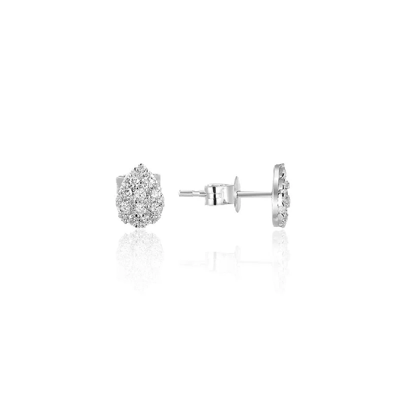 Diamond Pear Cluster Studs in Platinum