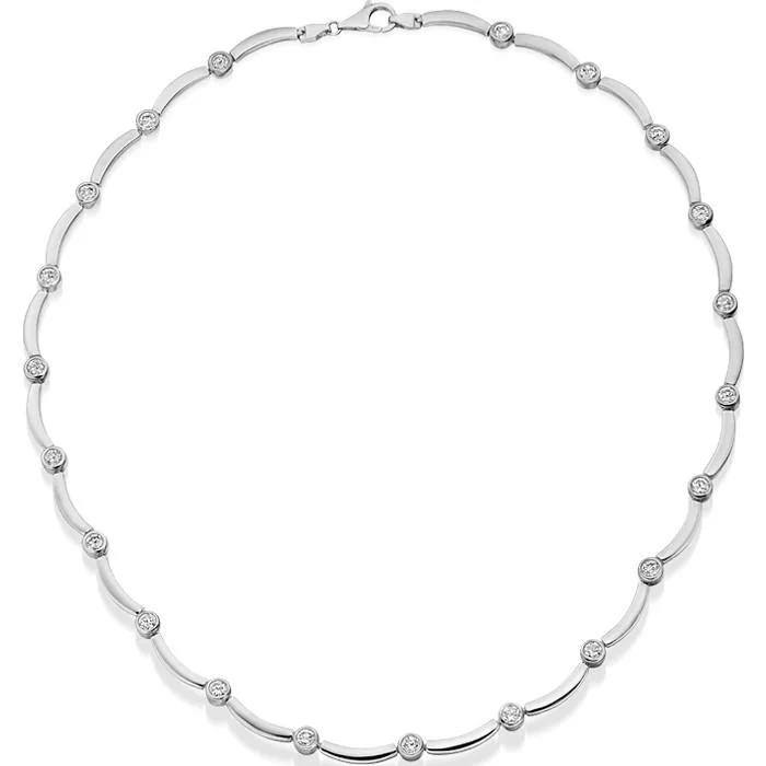 'Elegance' White Gold Cz Necklace - 9CT WHITE GOLD